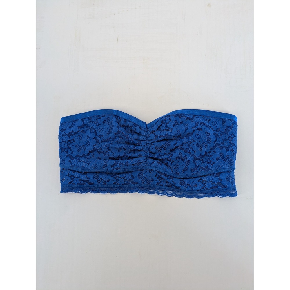 Aerie‎ Bandeau Bra Small Royal Blue Floral Lace Strapless Bralette Aeropostale
